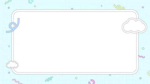 Retro Pop Cute Cloud and Shape Background Light Blue Stock Illustration