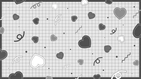 Retro Pop Grid Background Hearts Monotone Stock Illustration