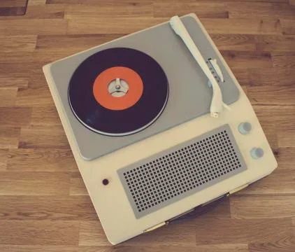 Retro portable record player Stock-Fotos