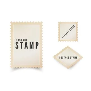 Retro postal stamp template with shadow. Vintage blank postage stamp with per Stock Illustration