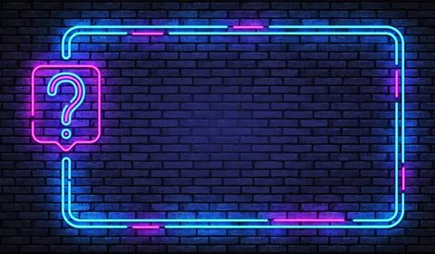 Retro poster for concept design. Faq concept. Ask help Neon sign. Vector Stock Illustration