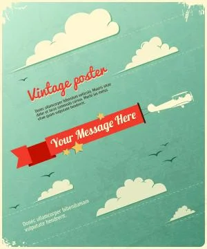 Retro Poster Design with clouds. Stock-Illustration