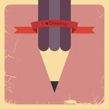 Retro Poster Design with pencil. Vector Stock Illustration