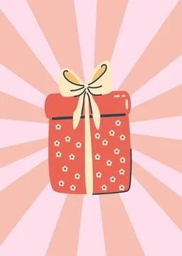 Retro poster with gift box Stock Illustration
