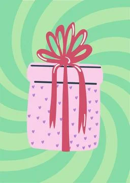 Retro poster with gift box Stock Illustration