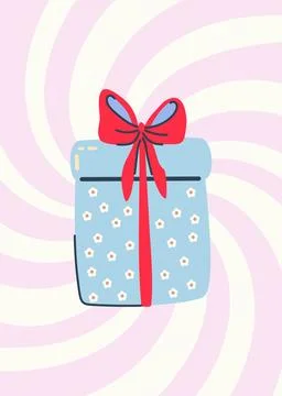 Retro poster with gift box Stock Illustration