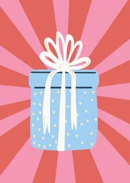 Retro poster with gift box Stock Illustration