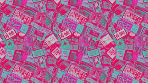 Retro poster layout with market typography and illustrations — Horizontal motion Stock Footage 308069752