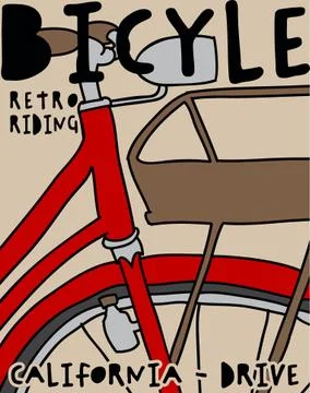 Retro poster  template card with a bicycle and the inscription 스톡 일러스트