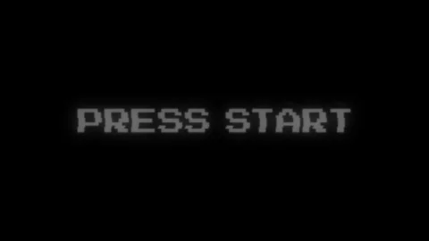 Retro Press Start VHS Flicker Screen Animation Pixelated Gaming Intro Stock Footage 311812189