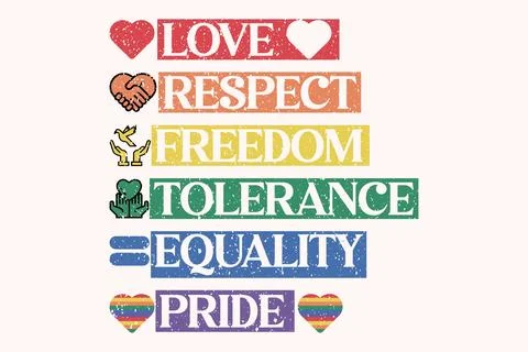 Retro Pride Month Typography T-Shirt Design Stock Illustration