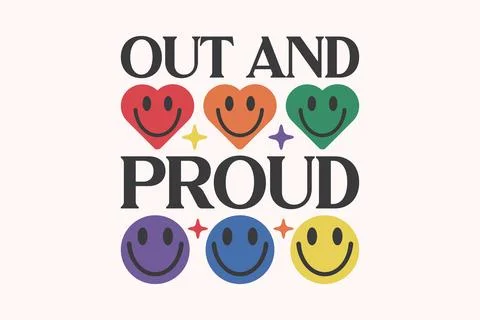 Retro Pride Month Typography T-Shirt Design Stock Illustration