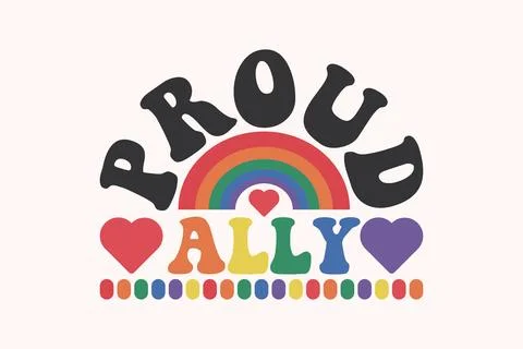 Retro Pride Month Typography T-Shirt Design Stock Illustration