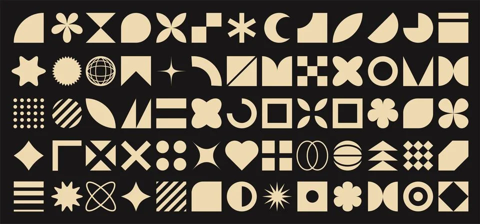 Retro Primitive Elements and Futuristic Y2K Stock Illustration