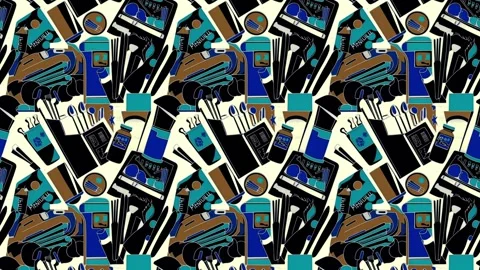 Retro product tag pattern with tea and herbs and stamps — Vertical motion Video stock 308073987