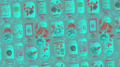 Retro product tag pattern with Thai food labels and stamps — Rotation motion Stock Footage 308073281