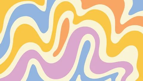 A retro psychedelic card with stylized liquid shapes and smooth curves. Stock Illustration