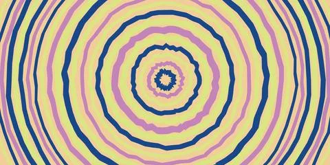 Retro psychedelic concentric circle background with jagged lines in pastel .. イラスト素材