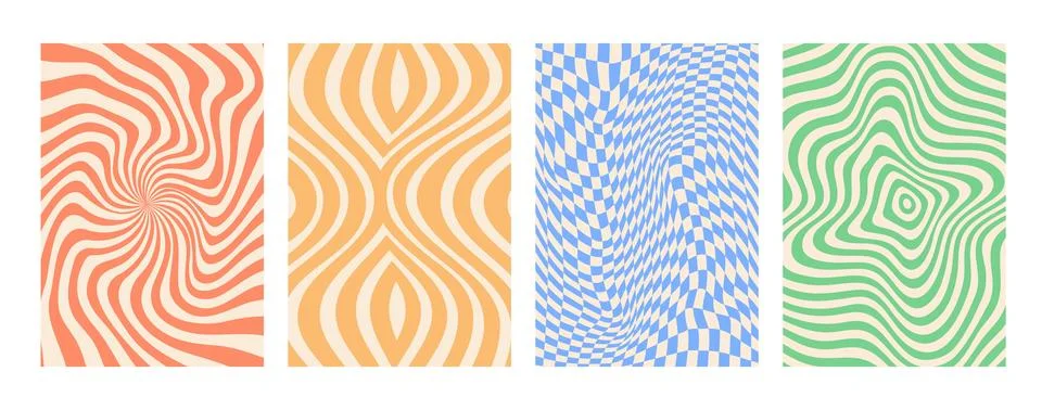Retro psychedelic groovy swirl pattern backgrounds 스톡 일러스트
