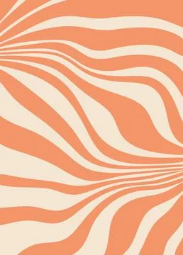 Retro psychedelic orange wave groovy pattern Stockillustratie