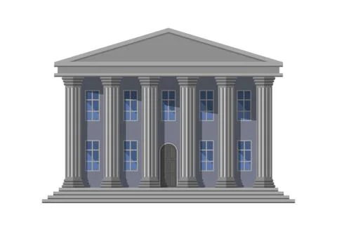 Retro public building with columns Ilustración de archivo