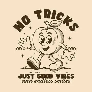 Retro pumpkin Character with Positive Message Stock Illustration