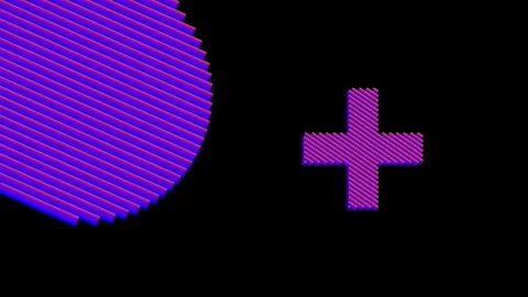 Retro purple circle and plus sign 3d shapes moving background Stock Footage 325684271
