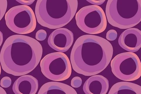 Retro purple round shapes repeatable motif. Abstract soft round geometric sha Illustrazione stock