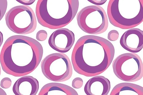 Retro purple round shapes repeatable motif. Abstract soft round geometric sha Stock Illustration