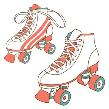 Retro Quad Roller Skates Vector Illustration Stock Illustration
