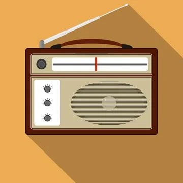 Retro radio receiver with antenna vector flat illustration vintage audio Stock Illustration