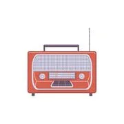 Retro radio, vintage wave receiver with antenna portable sound device in  cartoon Illustration #171613564