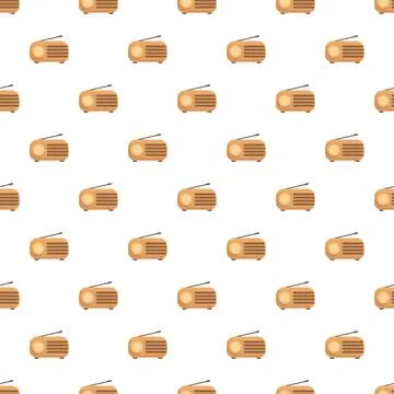 Retro radio seamless pattern broadcasting old audio media 库存插图