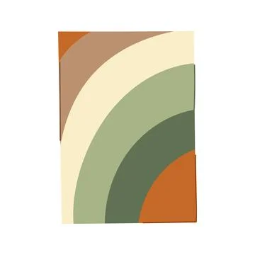 Retro rainbow arch pattern with earthy tones design Stock Illustration