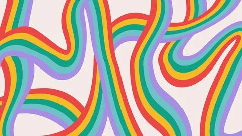 Retro rainbow background in 60-70s style. Colorful stripes on beige backdrop Stock Illustration