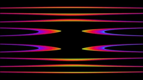 Retro rainbow horizontal light waves flickering on dark background Vídeos de archivo 333398366