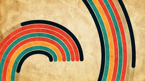 Retro rainbow loop design on textured vintage background Stock Illustration