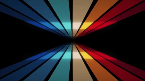 Retro Rainbow Ray Burst Symmetrical Animation on Black Background Stock Footage 341692041
