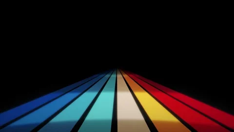 Retro Rainbow Stripe Road Perspective Animation on Black Background Stock Footage 341691910