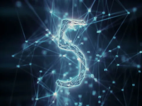 Retro Random Digits Plexus Countdown - Abstract Motion 4k Stock Footage 82709976