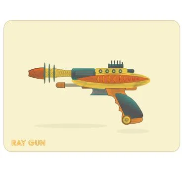 Retro raygun vector drawing on a retro background Stock Illustration