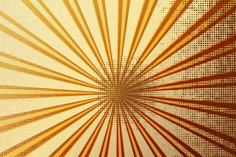 Retro rays comic yellow and brown background raster gradient halftone Stock-Illustration