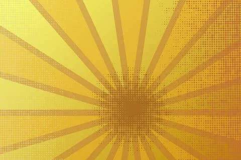 Retro rays comic yellow and brown background raster gradient halftone Stock Illustration