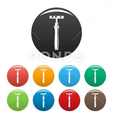 Retro razor icons set color Stock Illustration