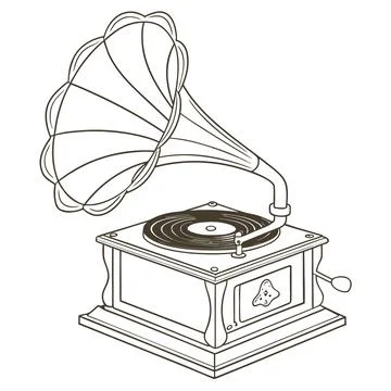 Retro Record Player Flat Vector Design Stock Illustration