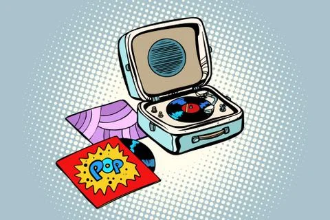 Retro record player, gramophone. Pop vinyl Stock Illustration