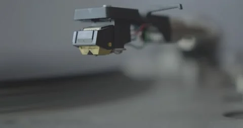 Retro Record Player Tonearm Auto Return Mechanism Demonstrating Analogue Stock Footage 344348966