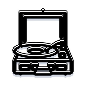 Retro record player turntable playing analog music Stock Illustration