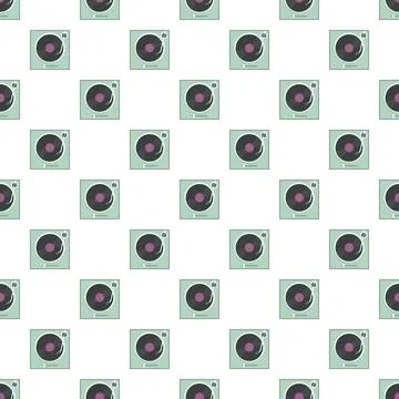 Retro record players creating seamless music pattern background イラスト素材