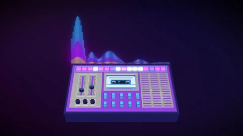Retro recorder, Audio waveform equalizer animation. abstract sound spectrum Stock Footage 158813214